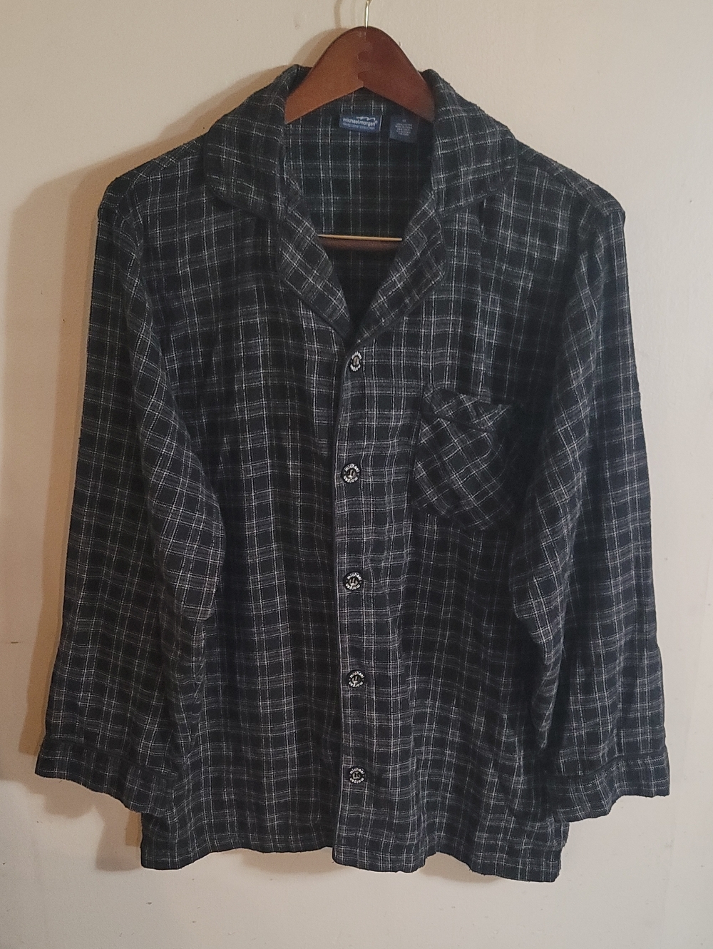 Plaid Button-Up Shirt Jacket - Black & Gray